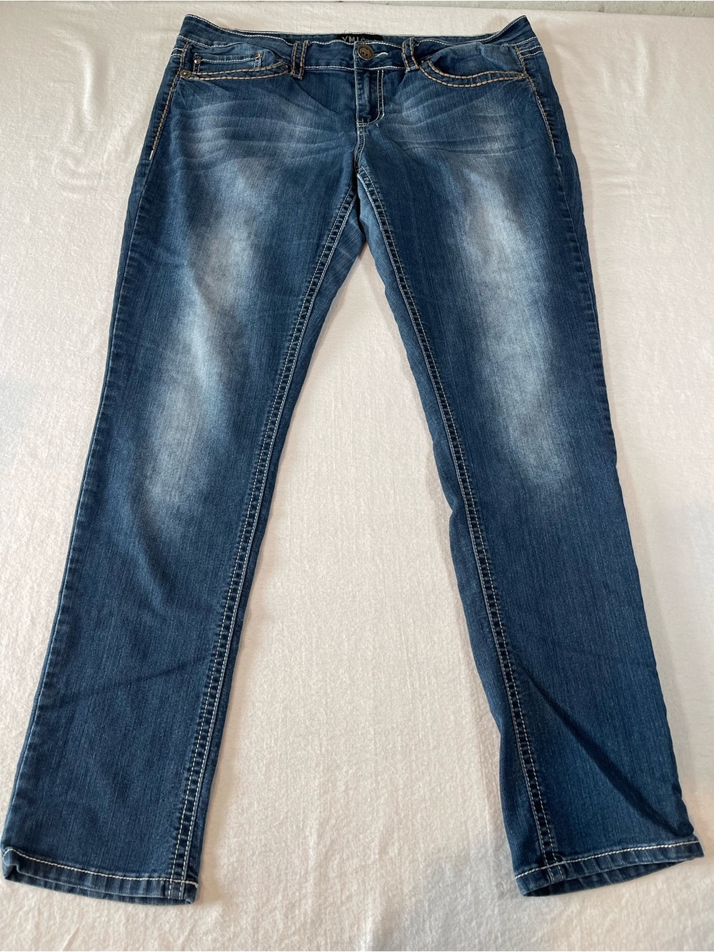 YMI Jeans Women's Straight Leg Dark Blue Wash Stretch Size 15